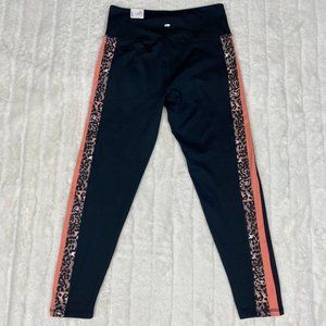 NWT Black Leopard Print & Coral Leggings Large